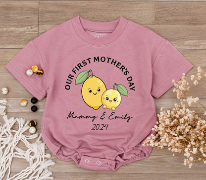 Custom Funny 1st Mother's Day Baby Romper | Retro Birthday Bodysuit