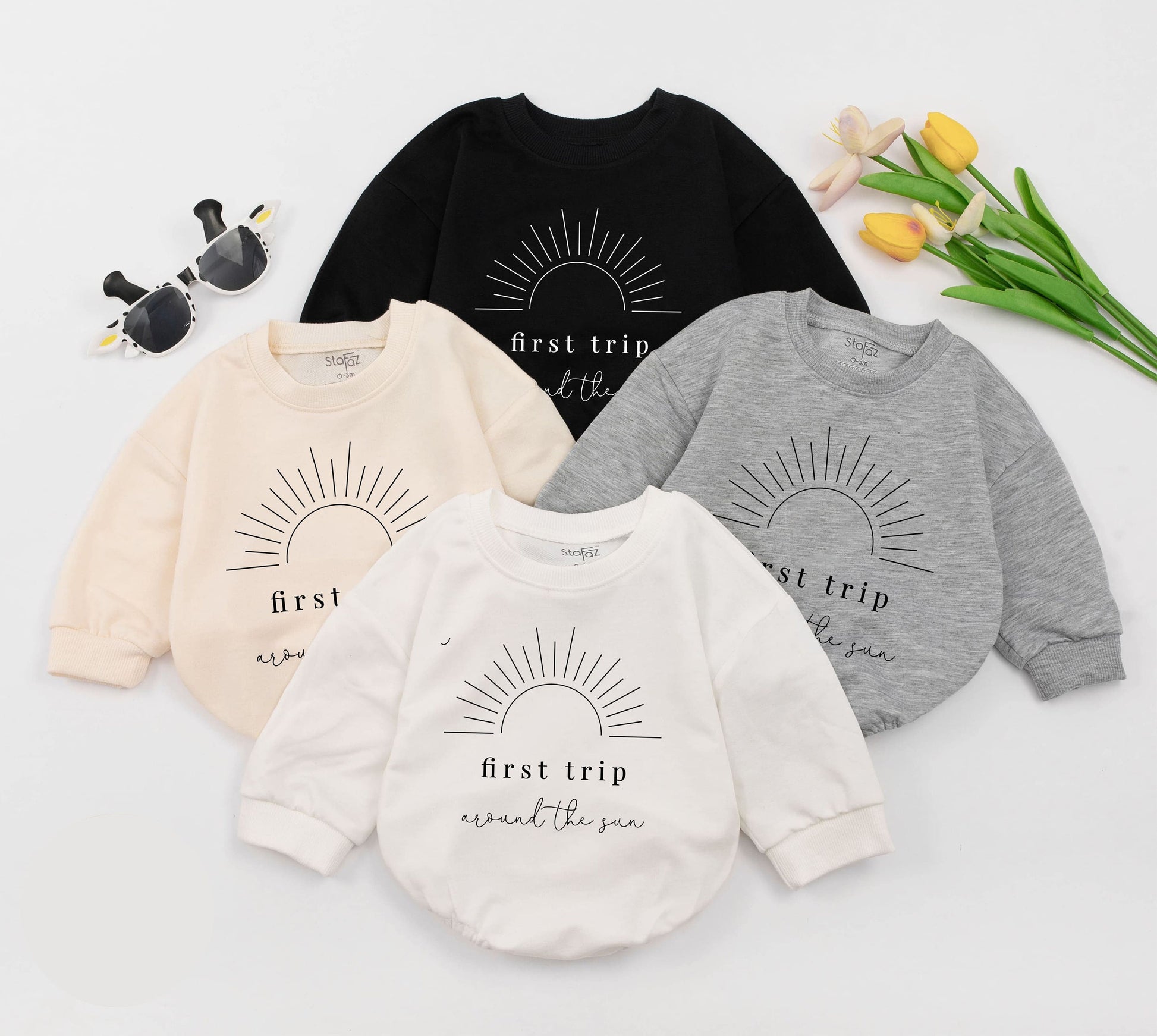 Sun-Themed Adventure Baby Romper for First Birthday Celebrations