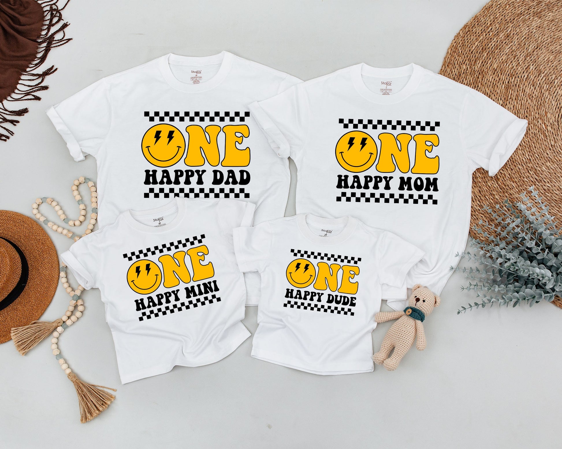 "One Happy Dude Family Matching Shirts for First Birthday Celebration"