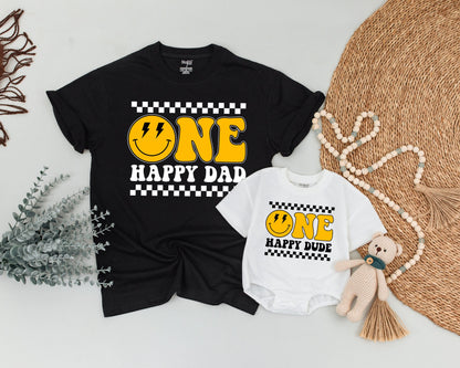 "One Happy Dude Family Matching Shirts for First Birthday Celebration"