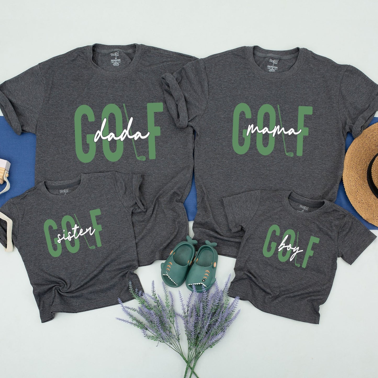 Matching Family Golf Birthday Shirts for Boys Mom Dad First Hole in One Themed Party Outfit Blue Green Cotton Comfortable Celebration Gift