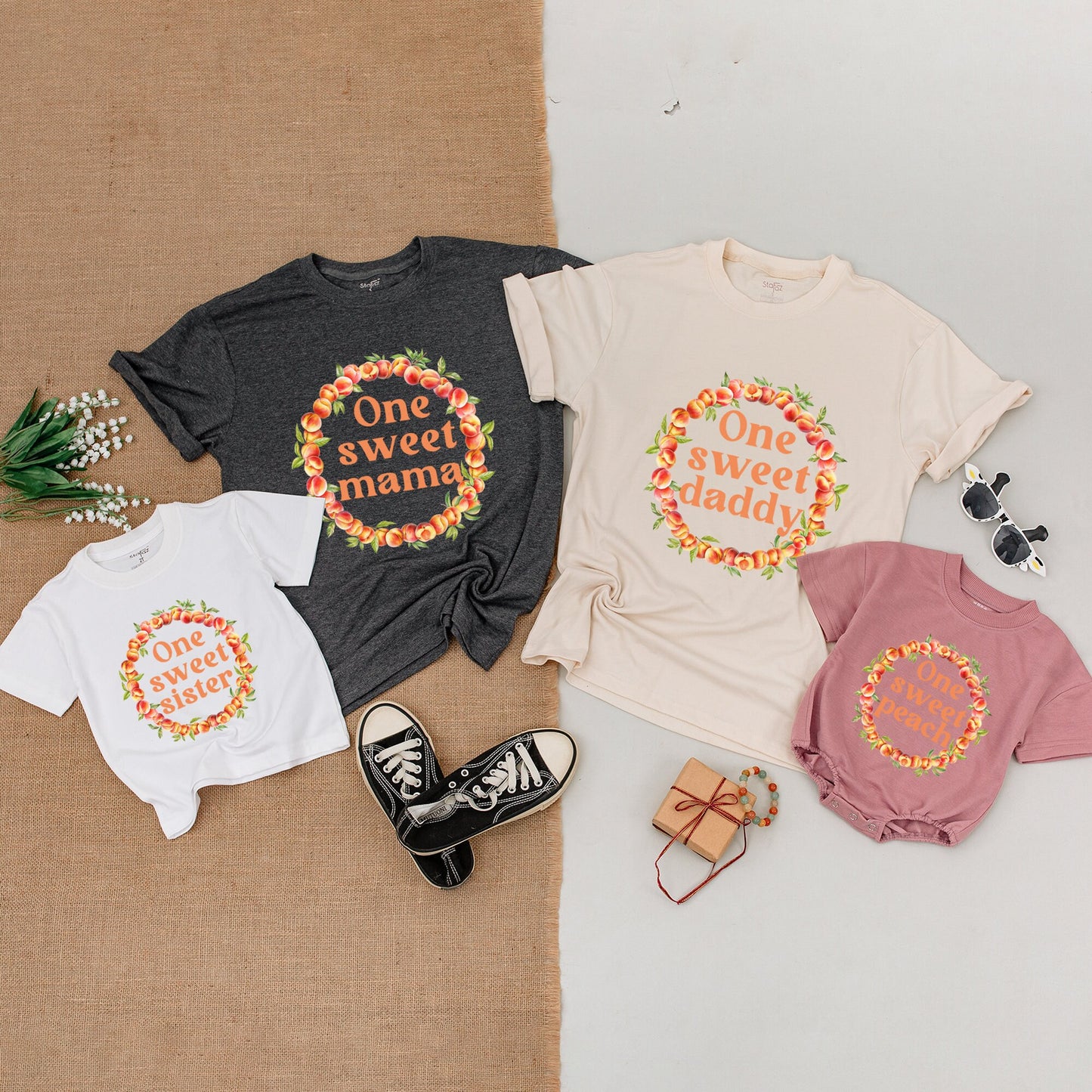 Peach Birthday Outfits: Matching Family Shirts for Sweet One Celebration