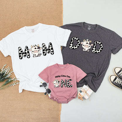 Cow Themed 1st Birthday Family Outfit – Personalized Shirts & Bodysuit