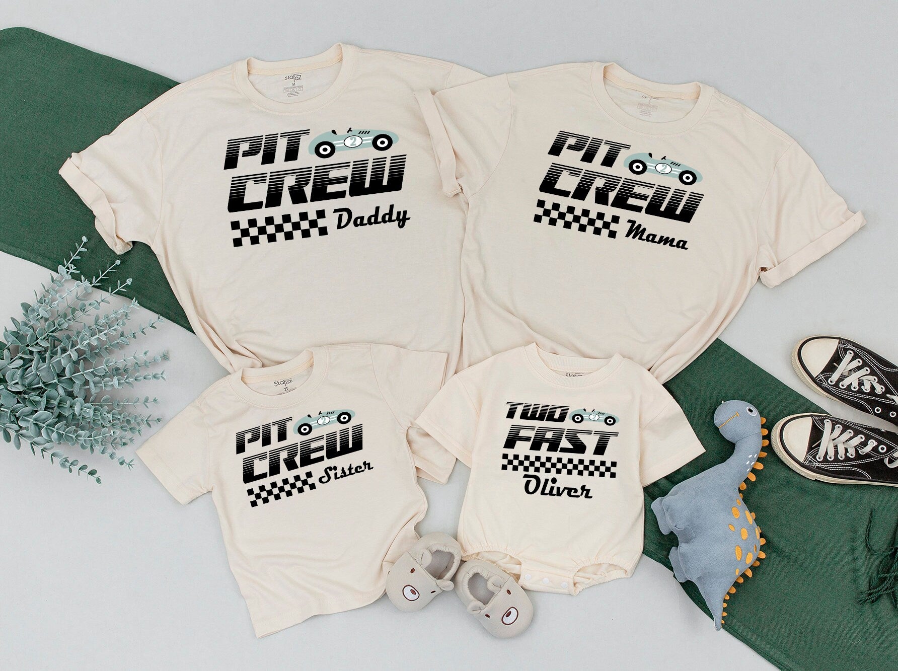 Race Car Birthday Shirt Set, 2 Fast Family Matching Outfit, Mommy & Me