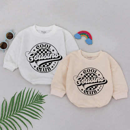 Cool Cousins Club Romper Boho Retro Baby Outfit Natural Infant Shower Gift Gender Neutral Newborn