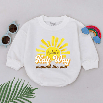 6 Month Halfway Birthday Romper with Natural Design for Boys & Girls