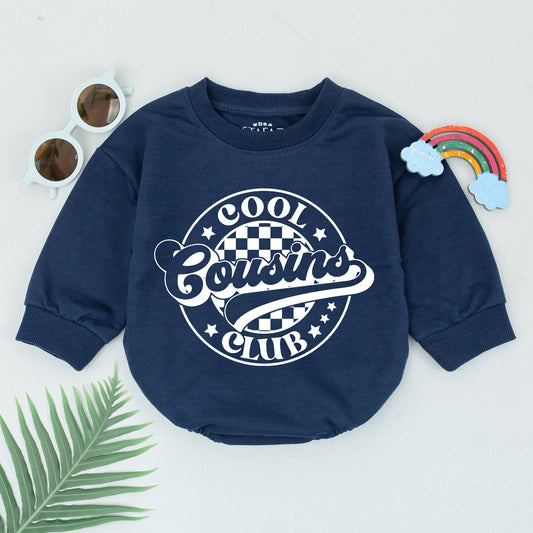 Cool Cousins Club Romper Boho Retro Baby Outfit Natural Infant Shower Gift Gender Neutral Newborn