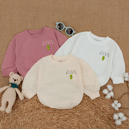 Little Pickle Romper Pickle Vibes Baby Bodysuit Funny Vegan Hipster Infant Outfit Black White Green Accents Shower Gift