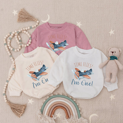 Time Flies I'm One Airplane Romper Birthday Outfit Baby Boy Girl Copilot Bodysuit Airplane Theme Little Guy Astronaut First Birthday Comfortable Cotton (135 chars)