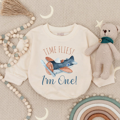 Time Flies I'm One Airplane Romper Birthday Outfit Baby Boy Girl Copilot Bodysuit Airplane Theme Little Guy Astronaut First Birthday Comfortable Cotton (135 chars)