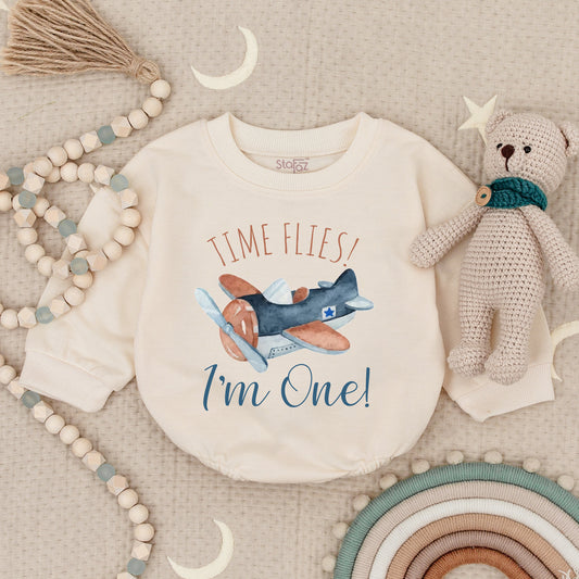 Time Flies I'm One Airplane Romper Birthday Outfit Baby Boy Girl Copilot Bodysuit Airplane Theme Little Guy Astronaut First Birthday Comfortable Cotton (135 chars)