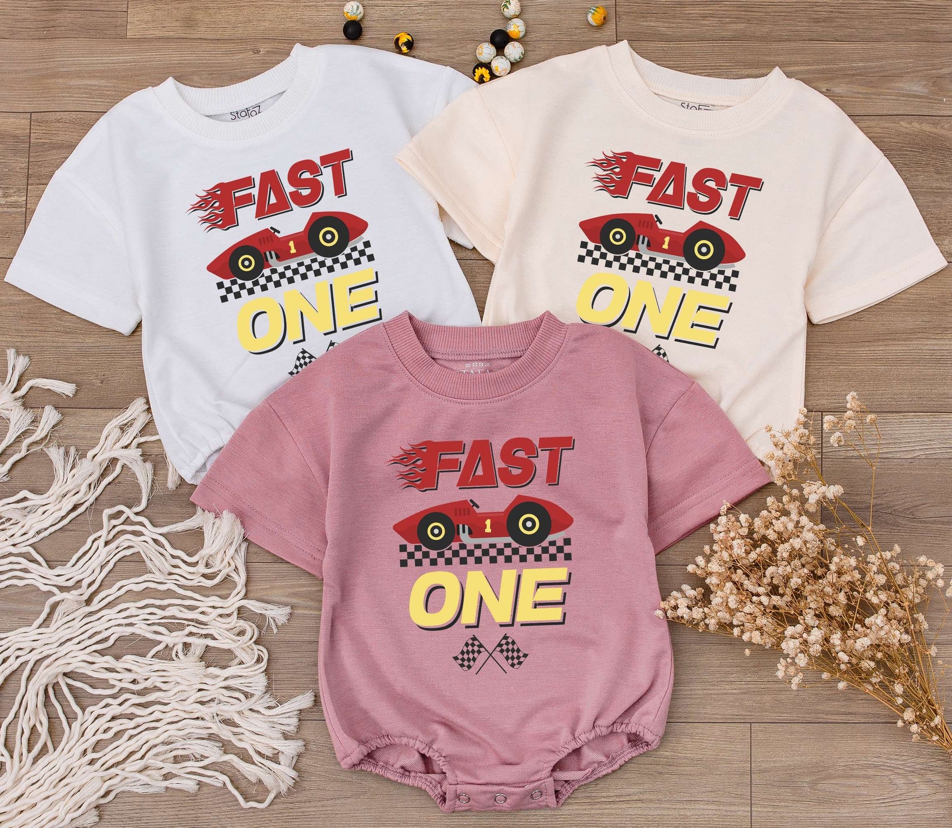 Fast One Race Car 1st Birthday Romper – Personalized Baby Outfit