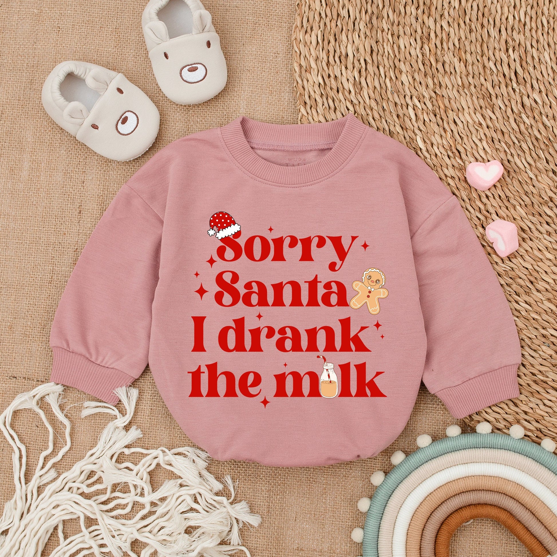 Sorry Santa I Drank The Milk Baby Romper Cozy Christmas Bodysuit for First Christmas Holiday Outfit Long Sleeve Infant Clothes Festive Season
