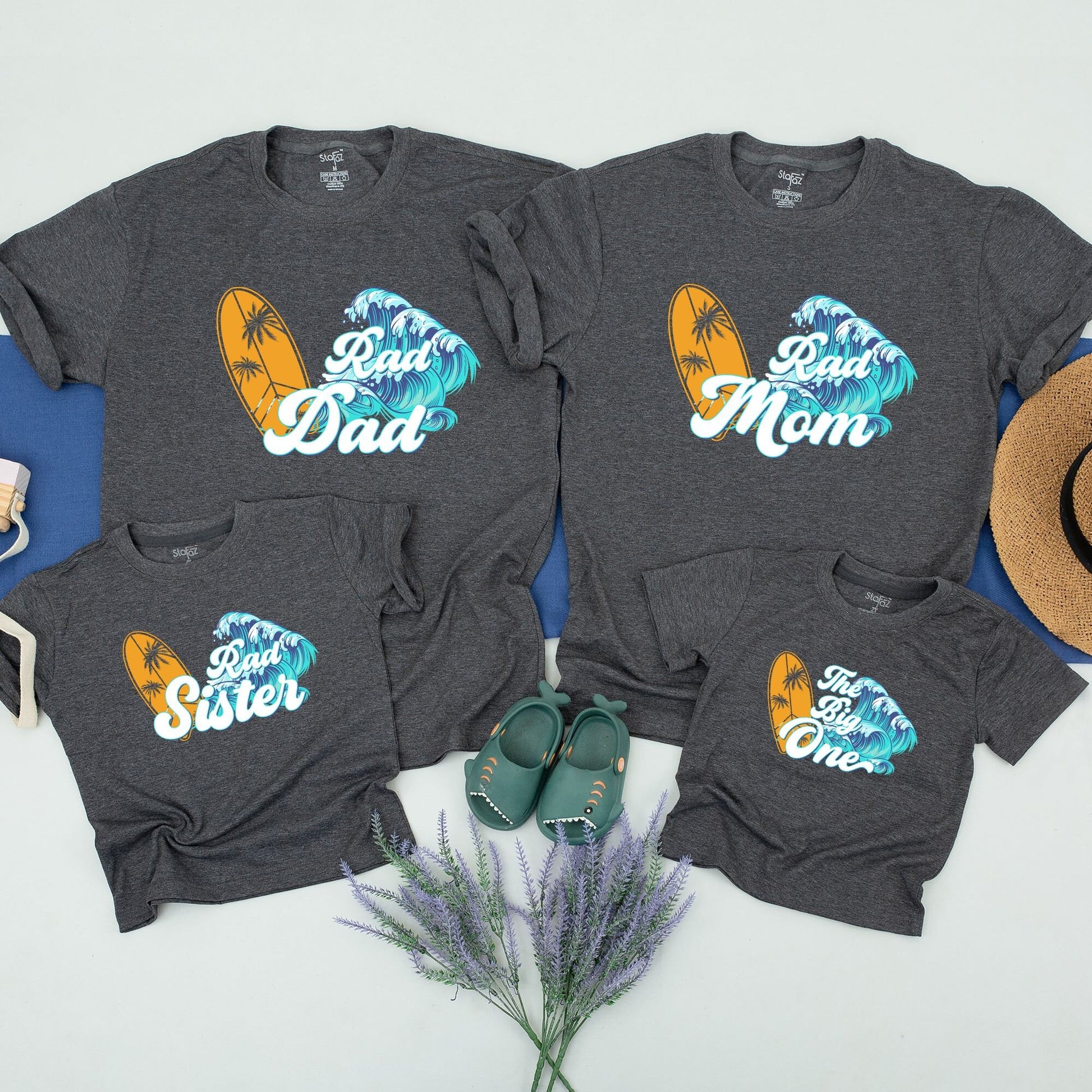 Surf 1st Birthday Shirt The Big One Toddler Boy Outfit Yellow Surfboard Palm Tree Waves Summery Beach Party Mommy and Me Family Tee