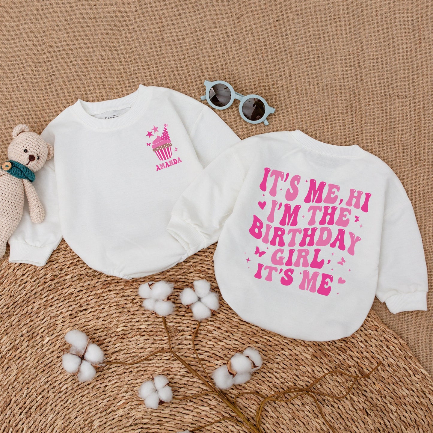 Personalized It's Me Hi Birthday Girl Bubble Romper Baby Girl First Birthday In My Birthday Era Bodysuit Smash Cake Outfit Shower Gift