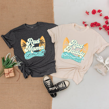 The Big One First Birthday Surf Family Matching Outfits Rad Daddy Mommy and Me Bodysuit Shirt Vintage Retro Beach Party Wave Design Celebration