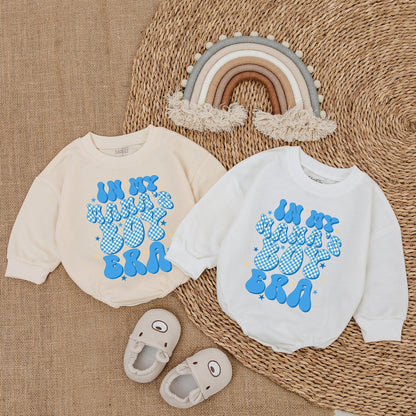 My Mama's Boy Era Retro Romper for Baby Boy featuring Blue Checkerboard Mama's Boy Bodysuit Playful Star Design Comfortable Cotton Outfit Gift Idea