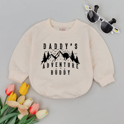 Daddy's Adventure Buddy Baby Romper Mountains Outdoor Fun Father's Day Gift Newborn Gender Neutral Travel Camping Hiking Outfit