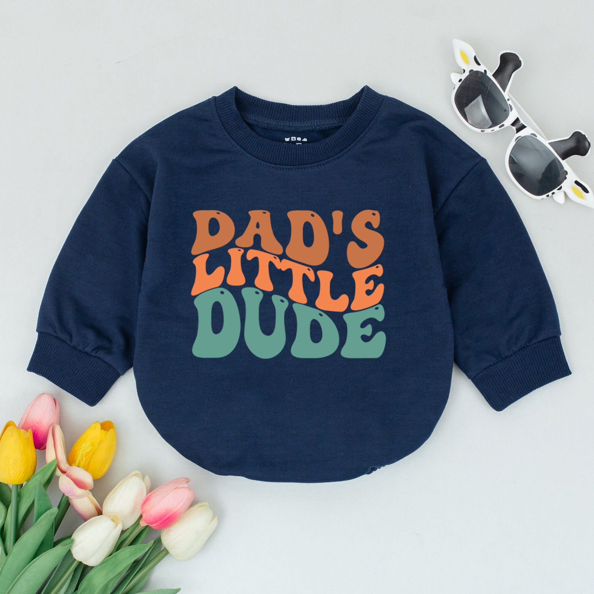Dad's Little Dude Baby Romper Father's Day New Dad Gift Little Man Baby Boy Outfit Retro Vintage Style Soft Cotton Clothing