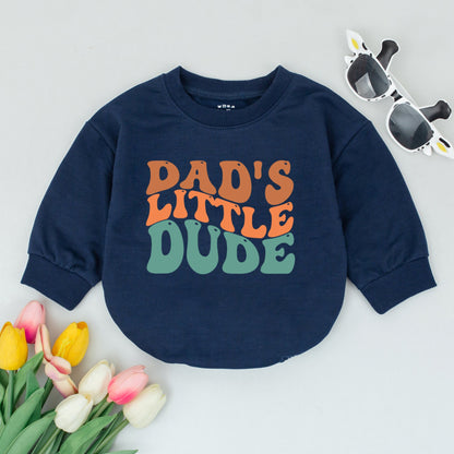 Dad's Little Dude Baby Romper Father's Day New Dad Gift Little Man Baby Boy Outfit Retro Vintage Style Soft Cotton Clothing