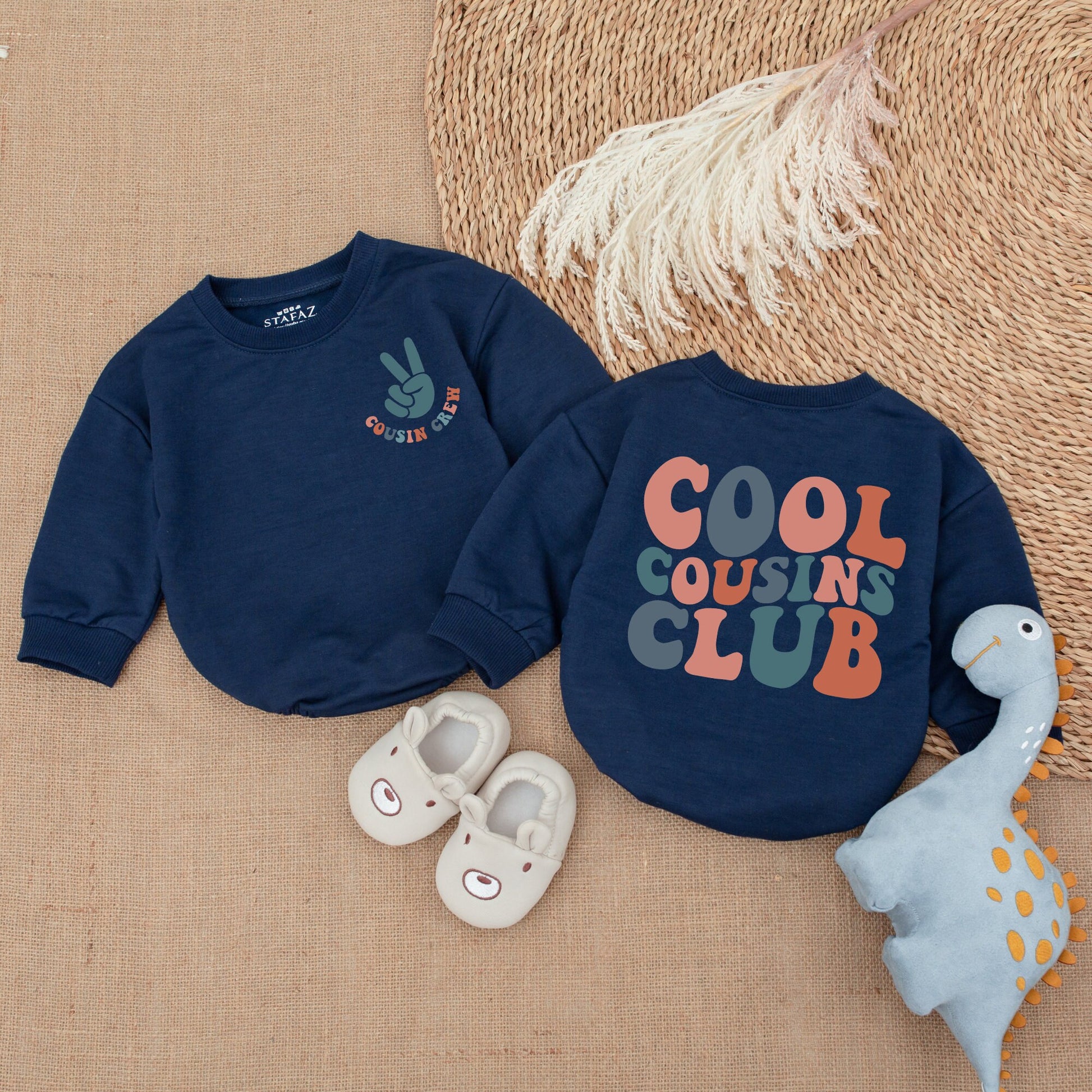 Cool Cousins Club Shirt Peace Sign Cousin Crew Bubble Romper Vintage Teal Peach Family Reunion Newborn Gift