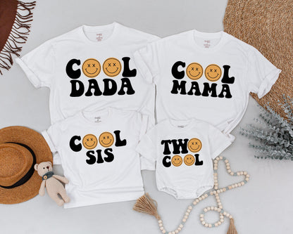 Two Cool Retro Smiley Face Birthday Shirts Matching Family 2nd Birthday Outfit Boy Girl Vintage Vibes