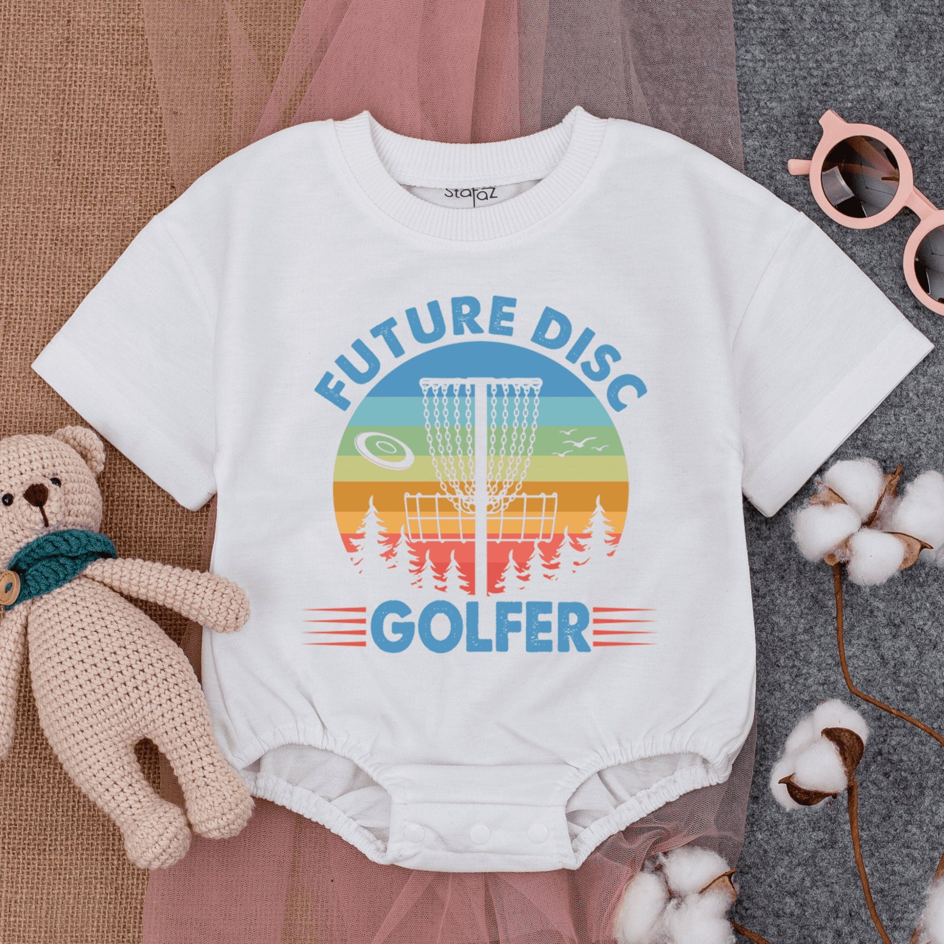 Newborn Infant Baby Disc Golf Bubble Romper Short Sleeve Bodysuit Future Golfer Gameday Outfit Comfortable Summer Frisbee Par Gift