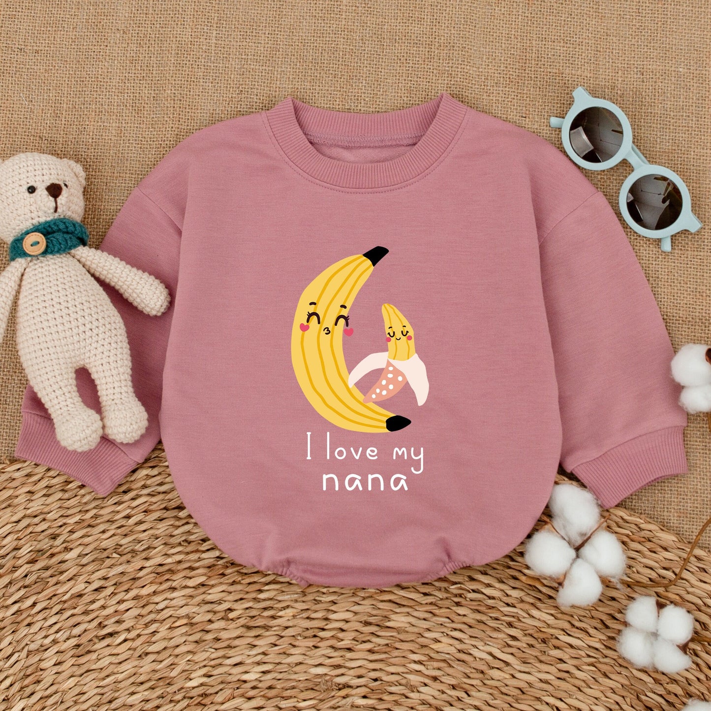 I Love My Nana Baby Romper Cute Grandbaby Bodysuit Funny Outfit Newborn Baby Announcement Gift Soft Cotton Bubble Romper First Grandchild Coming Home