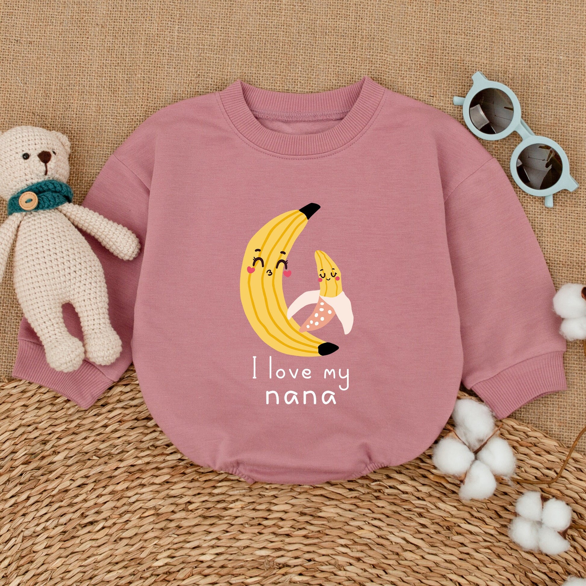 I Love My Nana Baby Romper Cute Grandbaby Bodysuit Funny Outfit Newborn Baby Announcement Gift Soft Cotton Bubble Romper First Grandchild Coming Home