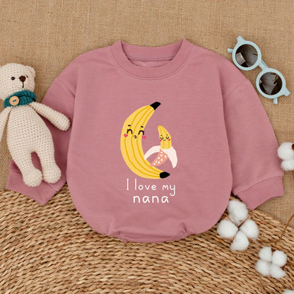I Love My Nana Baby Romper Cute Grandbaby Bodysuit Funny Outfit Newborn Baby Announcement Gift Soft Cotton Bubble Romper First Grandchild Coming Home