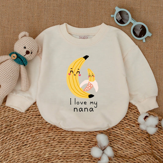 I Love My Nana Baby Romper Cute Grandbaby Bodysuit Funny Outfit Newborn Baby Announcement Gift Soft Cotton Bubble Romper First Grandchild Coming Home