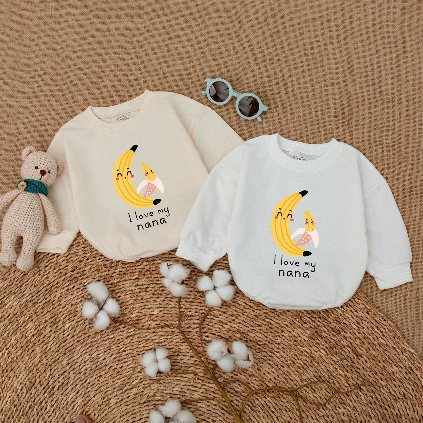 I Love My Nana Baby Romper Cute Grandbaby Bodysuit Funny Outfit Newborn Baby Announcement Gift Soft Cotton Bubble Romper First Grandchild Coming Home