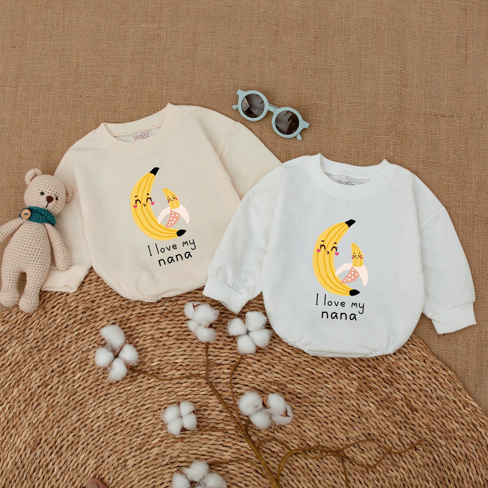 I Love My Nana Baby Romper Cute Grandbaby Bodysuit Funny Outfit Newborn Baby Announcement Gift Soft Cotton Bubble Romper First Grandchild Coming Home