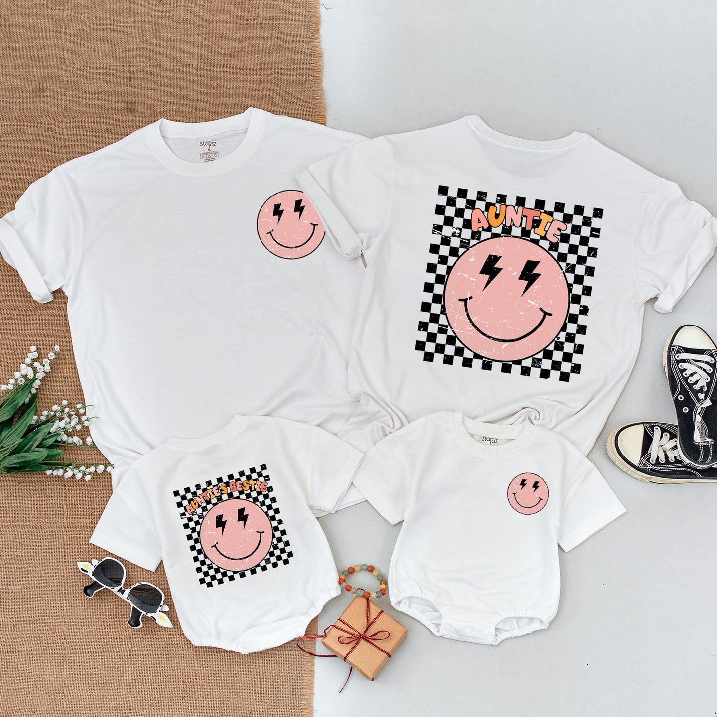 Personalized Aunties Bestie Newborn Romper Cool Aunt Matching Outfit Baby Girl Niece Shirt Gift for Promoted Auntie Club