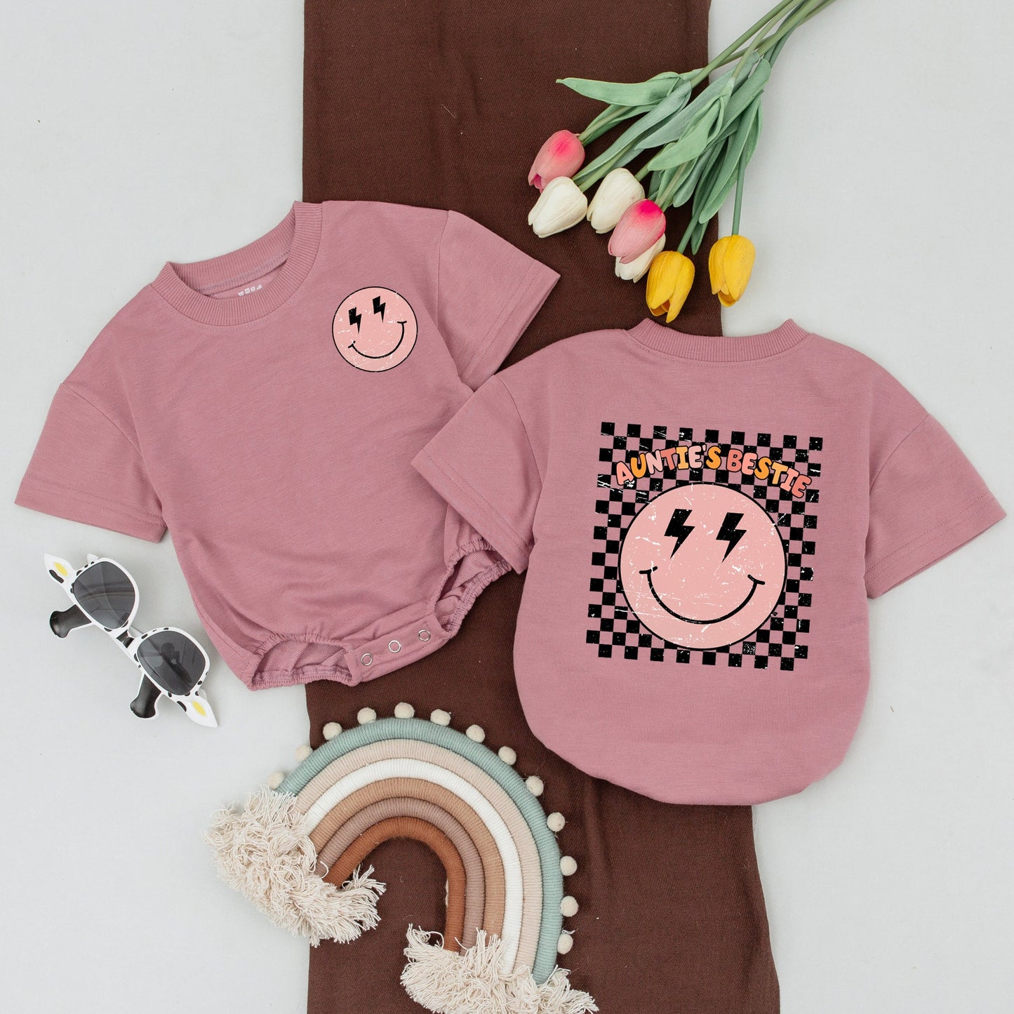 Personalized Aunties Bestie Newborn Romper Cool Aunt Matching Outfit Baby Girl Niece Shirt Gift for Promoted Auntie Club