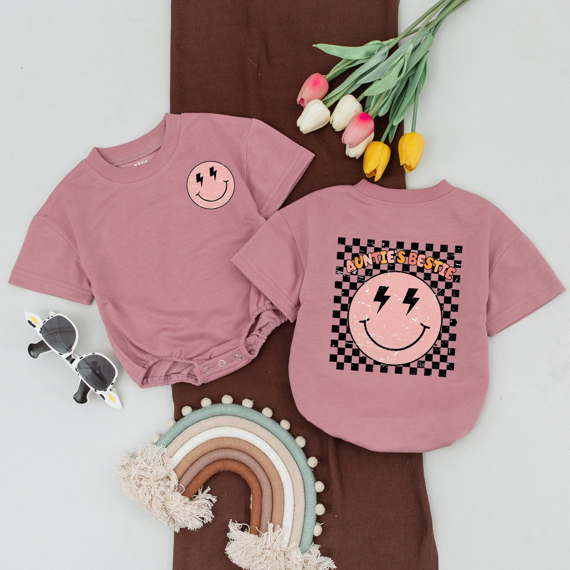 Personalized Aunties Bestie Newborn Romper Cool Aunt Matching Outfit Baby Girl Niece Shirt Gift for Promoted Auntie Club