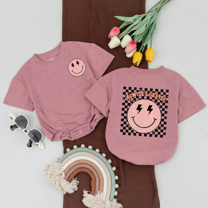 Personalized Aunties Bestie Newborn Romper Cool Aunt Matching Outfit Baby Girl Niece Shirt Gift for Promoted Auntie Club