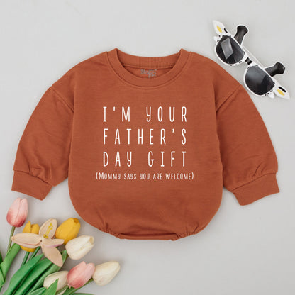 I'm Your Father's Day Gift Baby Romper, Pregnancy Announcement Bodysuit for New Dads, Celebrating First Fathers Day Baby Outfit Newborn Clothes