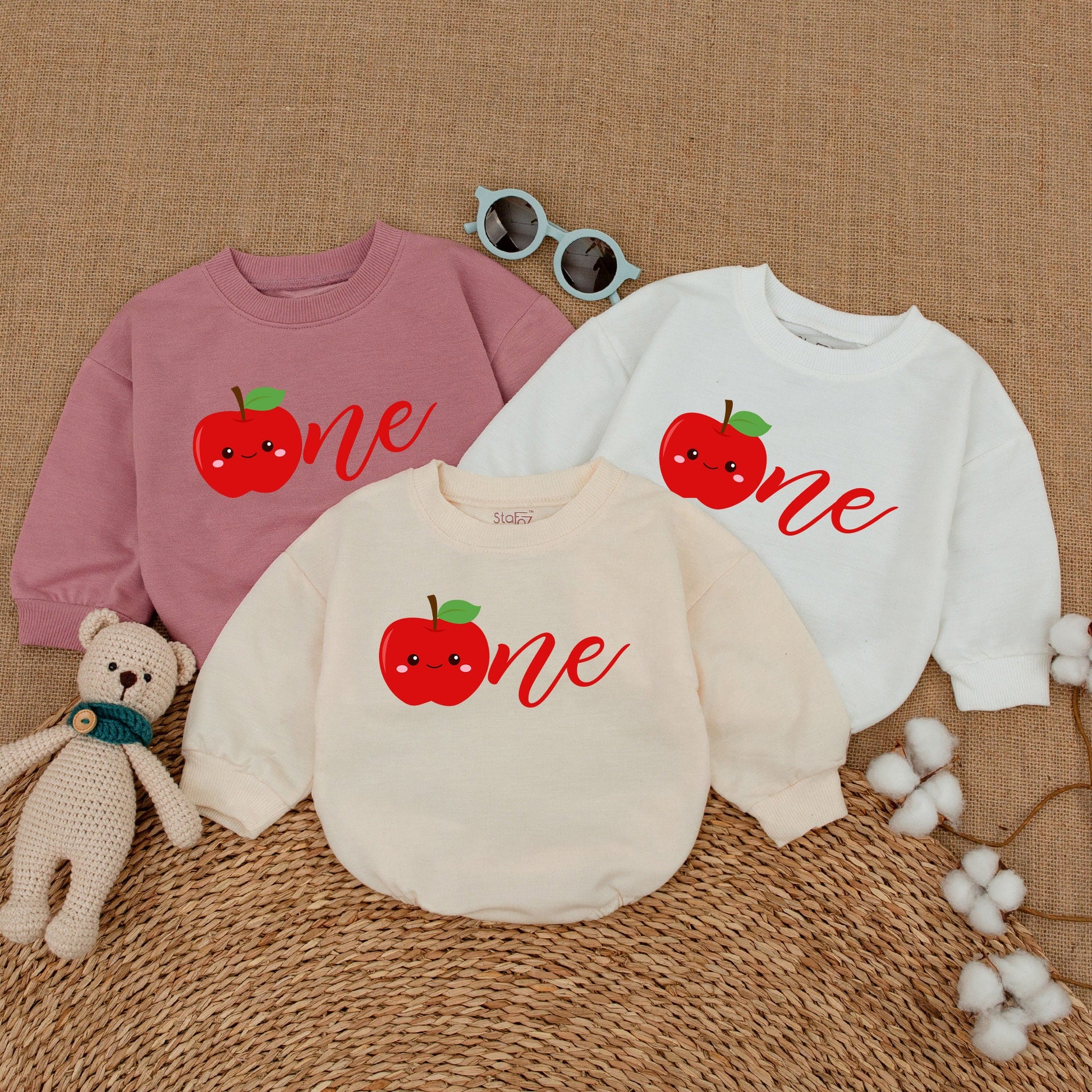 Playful Red Smiling Apple Sweet One Girl First Birthday Romper Apple of My Eye Baby Bodysuit Smash Cake Outfit Summer Celebration