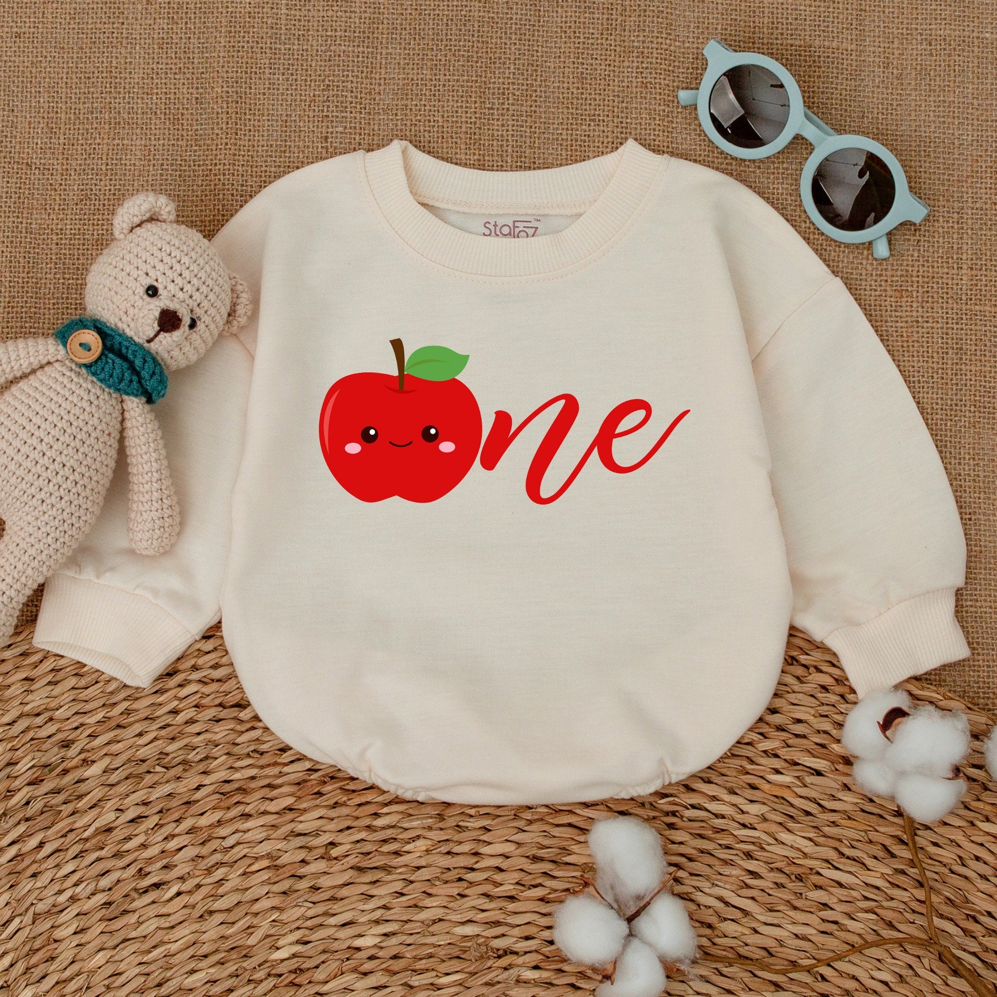 Playful Red Smiling Apple Sweet One Girl First Birthday Romper Apple of My Eye Baby Bodysuit Smash Cake Outfit Summer Celebration