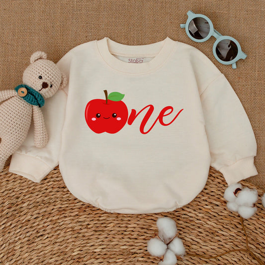 Playful Red Smiling Apple Sweet One Girl First Birthday Romper Apple of My Eye Baby Bodysuit Smash Cake Outfit Summer Celebration