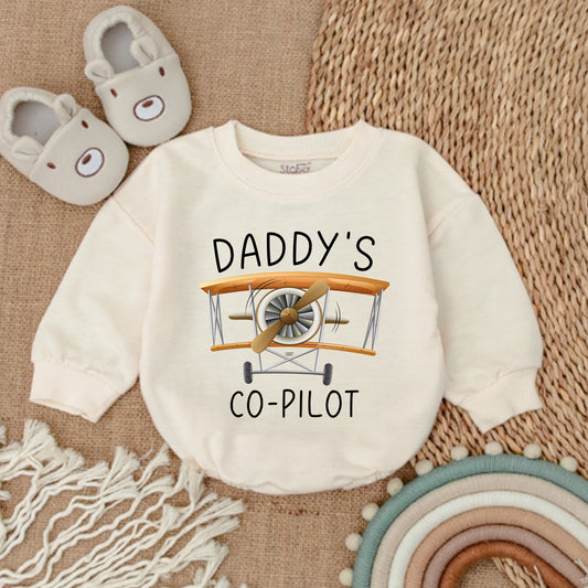 Daddy's Little Copilot Airplane Baby Boy Bodysuit Cozy Newborn Plane Romper Infant Flying Outfit Baby Shower Gift Clothes