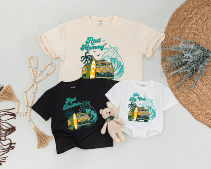 Surf Family Matching Birthday Shirts Retro Van Beachy Design Rad Daddy Mommy Sister The Big One Vintage 70s Party Outfit