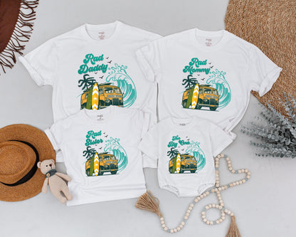 Surf Family Matching Birthday Shirts Retro Van Beachy Design Rad Daddy Mommy Sister The Big One Vintage 70s Party Outfit