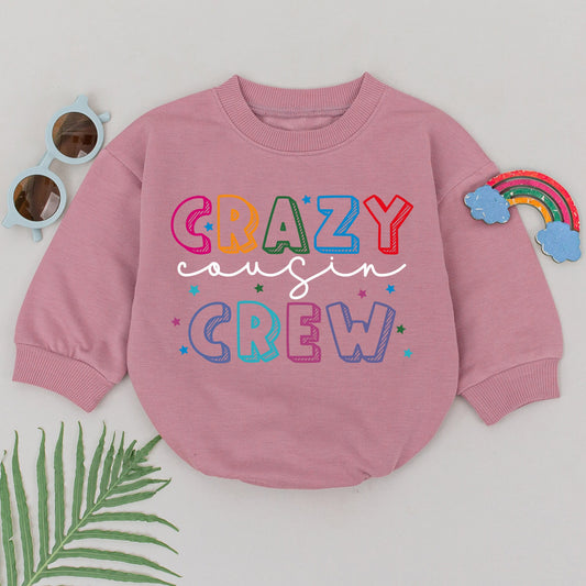 Crazy Cousin Crew Romper Colorful Cartoon Letters Vibrant Star Design Baby Toddler Cousin Matching Outfit Best Friends Shower Birthday Gift