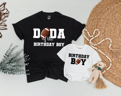Playful Football First Birthday Matching Family Shirts for Birthday Boy Parents Siblings with Bold Graphics 1st Year Down Celebration Outfit