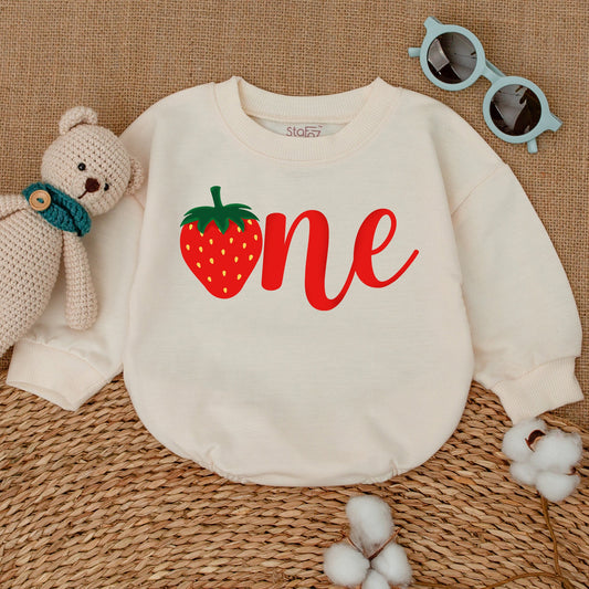 Strawberry 1st Birthday Baby Girl Romper Sweet One Outfit Smash Cake Bodysuit Soft Cotton Summer Gift for First Celebration Photo Shoot