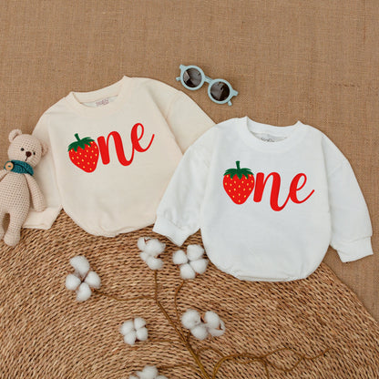 Strawberry 1st Birthday Baby Girl Romper Sweet One Outfit Smash Cake Bodysuit Soft Cotton Summer Gift for First Celebration Photo Shoot