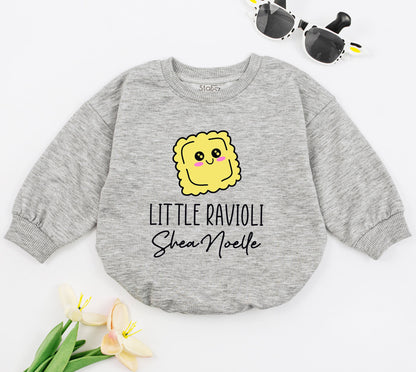 Personalized Little Ravioli Baby Romper, Cute Italian Pasta Outfit for Foodie Babies, Funny Infant Bodysuit Newborn Shower Gift