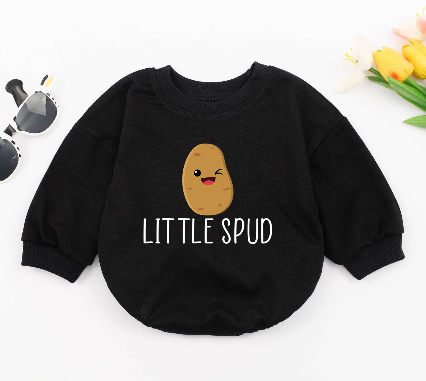 Cute Little Spud Potato Best Gift for Baby, Funny Winking Spud Onesie, Farm Fresh Vegetable Foodie Gift Outfit